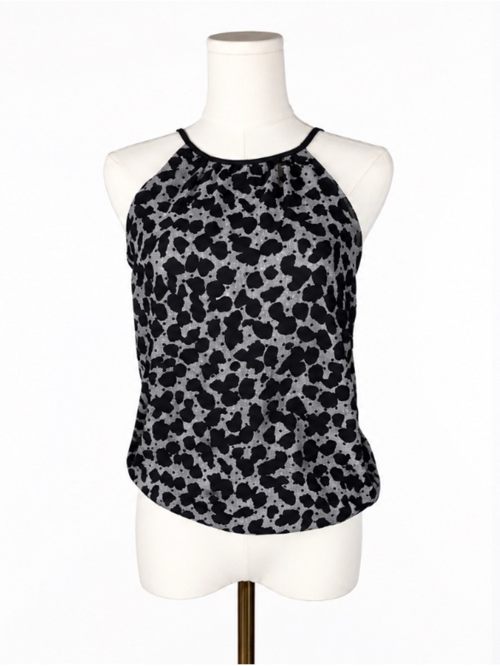 EXPRESS Black and Gray Patterned Halter Tank Top